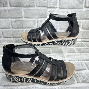 Clarks Jillian Nina Gladiator Women's 11 Black Leather Wedge Sandals Custom